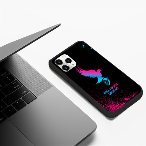 Чехол для iPhone 11 Pro Max матовый с принтом Hollywood Undead - neon gradient, фото #5