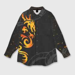 Мужская рубашка oversize 3D Пламенный дракон