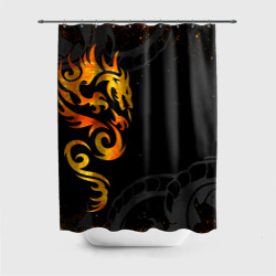Штора 3D для ванной Пламенный дракон