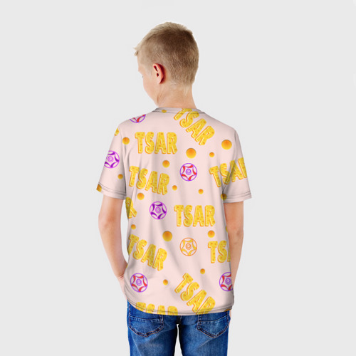 Детская футболка 3D с принтом Царь - надпись и круги, вид сзади #2