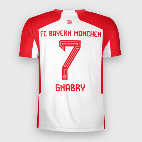 Мужская футболка приталенная с принтом Гнабри Бавария Мюнхен форма 23-24 домашняя, вид сзади №1