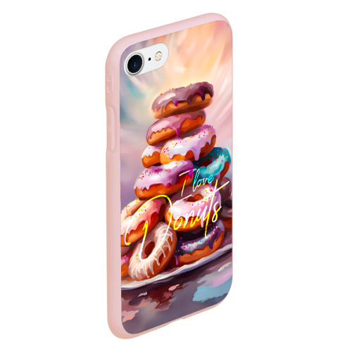Чехол для iPhone 7/8 матовый с принтом Я люблю пончики, вид сбоку #3