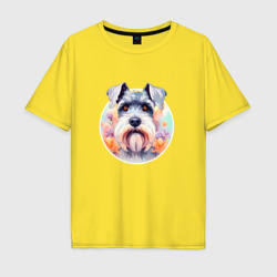 Мужская футболка хлопок Oversize Собака в цветах