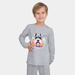 Детская пижама с лонгсливом хлопок Собака в цветах - фото 2