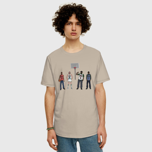 Мужская футболка хлопок Oversize с принтом Баскетбольная команда, фото на моделе #1