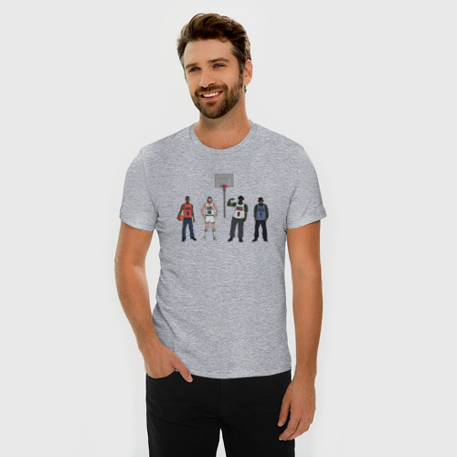 Мужская футболка хлопок Slim Баскетбольная команда, цвет меланж - фото 3