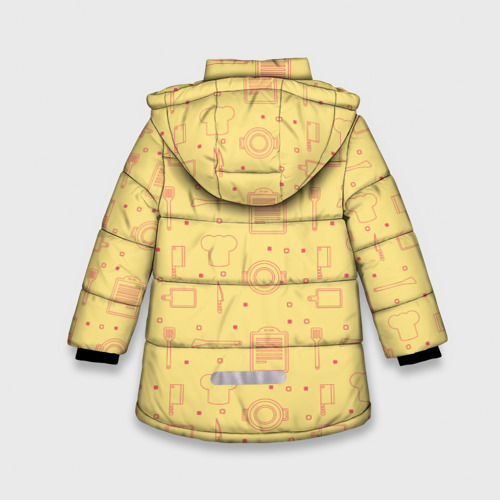 Зимняя куртка для девочек 3D с принтом Поварёнок, вид сзади #1
