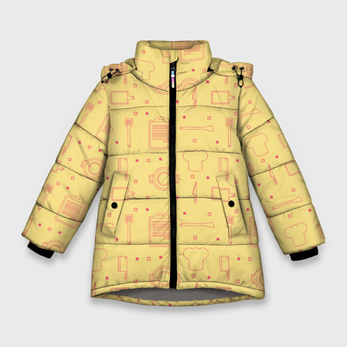 Зимняя куртка для девочек 3D с принтом Поварёнок, вид спереди #2