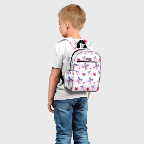 Детский рюкзак 3D с принтом Spring butterflies, фото на моделе #1
