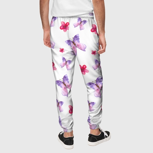 Мужские брюки 3D с принтом Spring butterflies, вид сзади #2