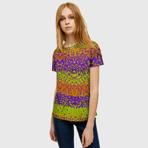 Женская футболка 3D с принтом Magic pixel, фото на моделе #1
