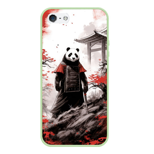 Чехол для iPhone 5/5S матовый Panda samurai, цвет салатовый