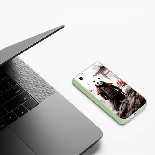 Чехол для iPhone 5/5S матовый Panda samurai, цвет салатовый - фото 5