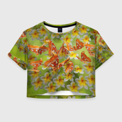 Женская футболка Crop-top 3D Большие бабочки