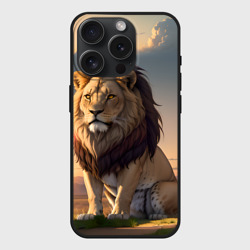 Чехол силиконовый для Apple iPhone 15 Pro матовый Лев африканский