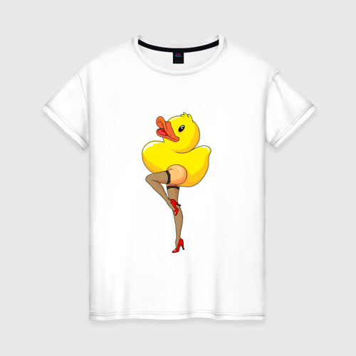 Женская футболка из хлопка с принтом Эротичная утка, вид спереди №1