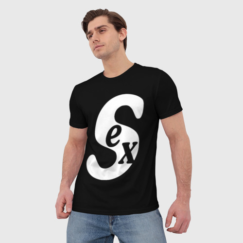 Мужская футболка 3D Sex надпись, цвет 3D печать - фото 3