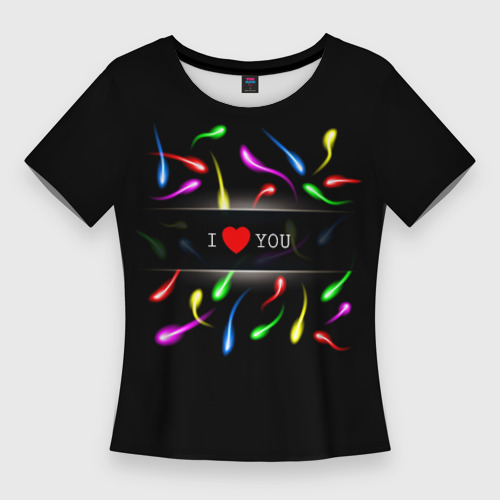 Женская футболка 3D Slim I love you - секс, цвет 3D печать