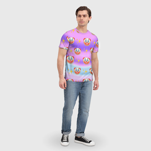 Мужская футболка 3D с принтом Узор с Клоунами, вид сбоку #3