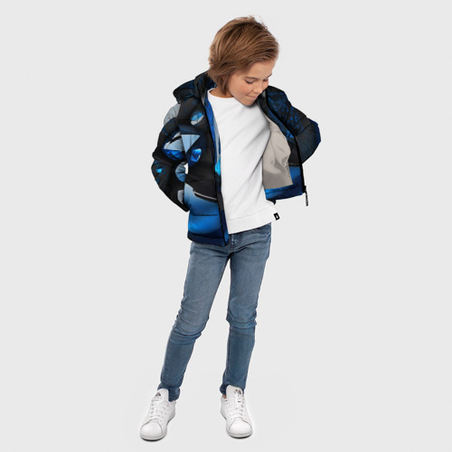 Зимняя куртка для мальчиков 3D с принтом Красивые камни текстура - нейросеть, вид сбоку #3