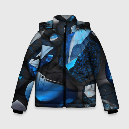 Зимняя куртка для мальчиков 3D с принтом Красивые камни текстура - нейросеть, вид спереди #2