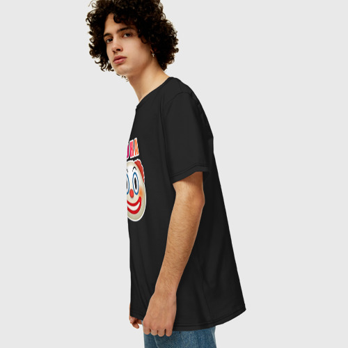 Мужская футболка хлопок Oversize Клоун говорит пока, цвет черный - фото 5