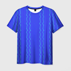 Мужская футболка 3D Кривые линии ярко-синий