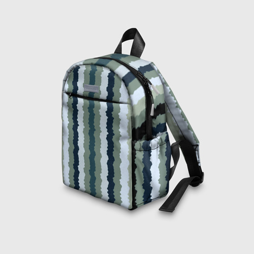 Детский рюкзак 3D с принтом Широкие полосы тёмно-зелёный, вид сбоку #3
