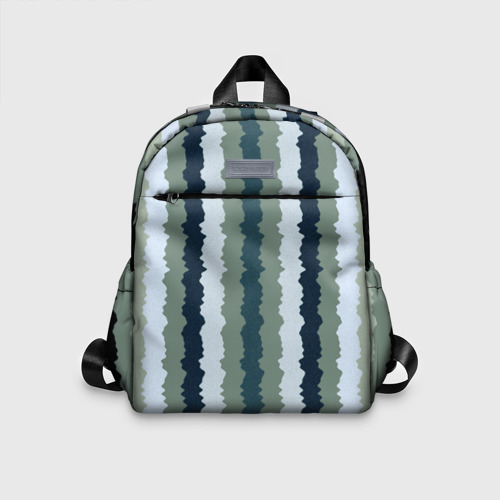 Детский рюкзак 3D с принтом Широкие полосы тёмно-зелёный, вид спереди #2