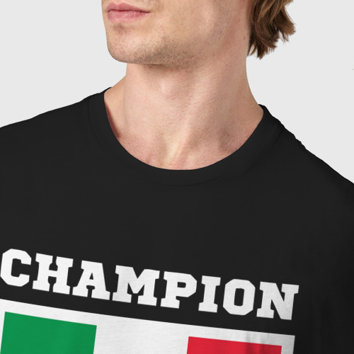 Мужская футболка хлопок Италия чемпион, цвет черный - фото 6