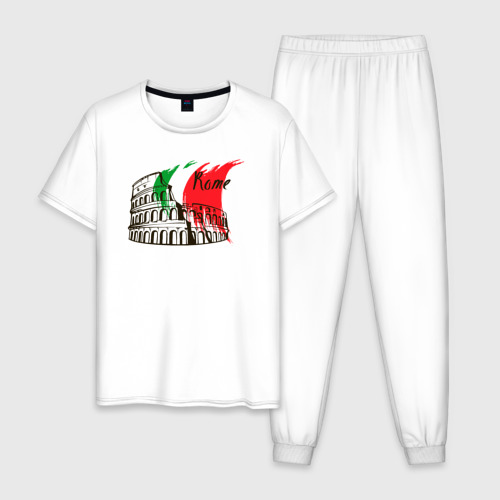 Мужская пижама хлопок с принтом Рим Италия, вид спереди #2