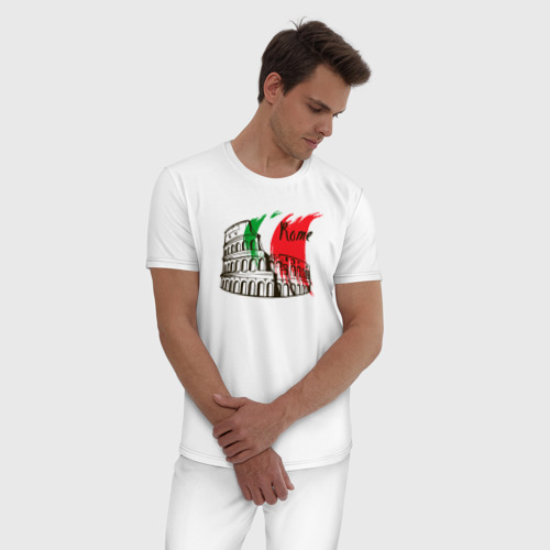 Мужская пижама хлопок с принтом Рим Италия, фото на моделе #1