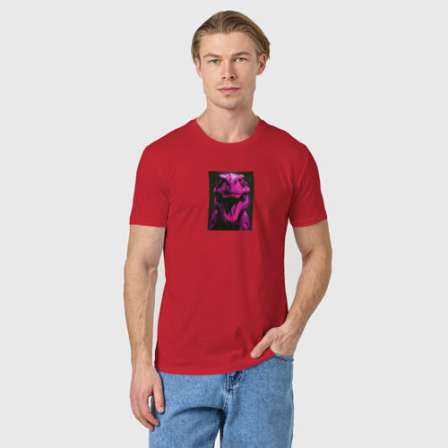 Мужская футболка хлопок с принтом Злой тираннозавр, фото на моделе #1