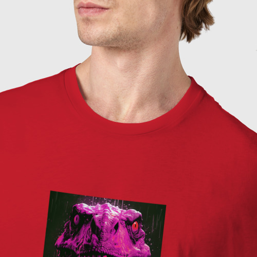 Мужская футболка хлопок с принтом Злой тираннозавр, фото #4