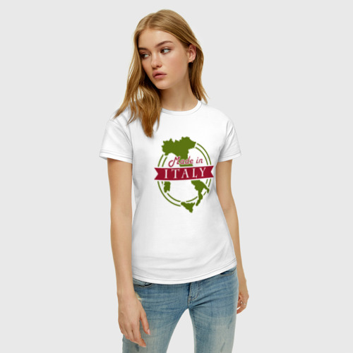 Женская футболка хлопок Сделано в Италии, цвет белый - фото 3