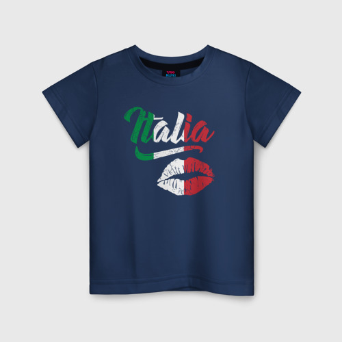 Детская футболка из хлопка с принтом Поцелуй Италии, вид спереди №1