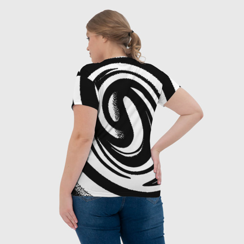 Женская футболка 3D Черно-белая воронка, цвет 3D печать - фото 7
