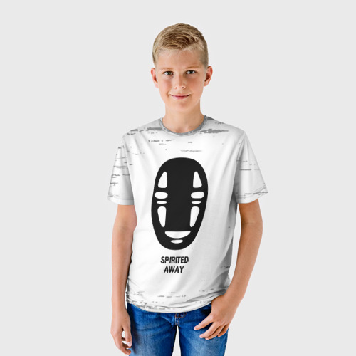 Детская футболка 3D с принтом Spirited Away glitch на светлом фоне, фото на моделе #1