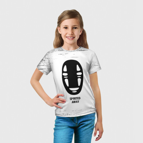 Детская футболка 3D с принтом Spirited Away glitch на светлом фоне, вид сбоку #3