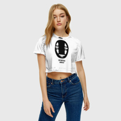 Женская футболка Crop-top 3D Spirited Away glitch на светлом фоне - фото 2