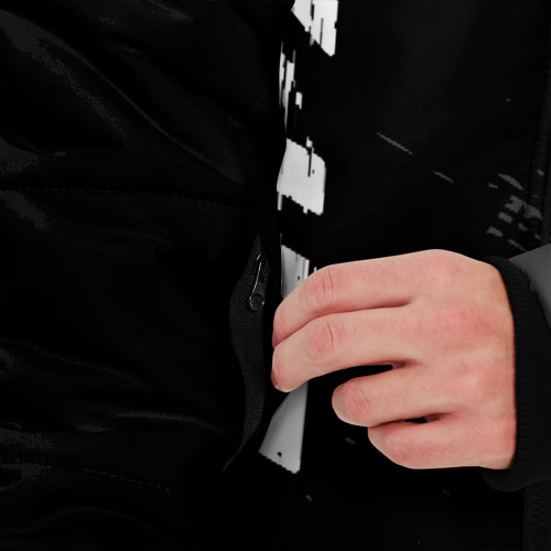 Мужская зимняя куртка 3D с принтом Lifan speed на темном фоне со следами шин: надпись, символ, вид сбоку #3