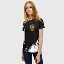 Женская футболка 3D Хоккеист из России и герб РФ: надпись, символ - фото 2
