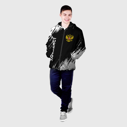 Мужская куртка 3D Хоккеист из России и герб РФ: надпись, символ, цвет 3D печать - фото 3