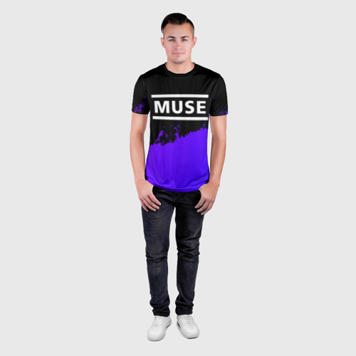 Мужская футболка 3D Slim Muse purple grunge, цвет 3D печать - фото 4