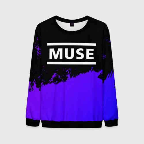 Мужской свитшот 3D Muse purple grunge, цвет черный