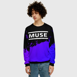 Мужской свитшот 3D Muse purple grunge - фото 2