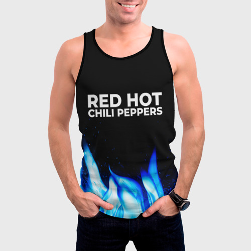 Мужская майка 3D Red Hot Chili Peppers blue fire, цвет 3D печать - фото 3