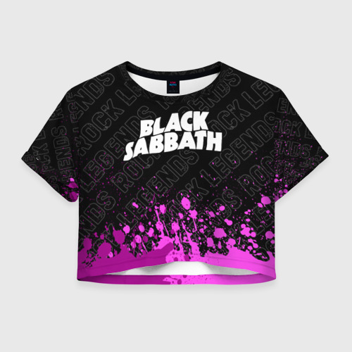 Женская футболка Crop-top 3D Black Sabbath rock Legends: символ сверху, цвет 3D печать