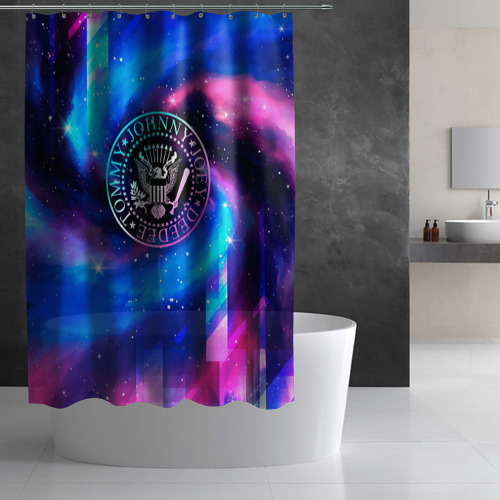 Штора 3D для ванной Ramones неоновый космос - фото 2