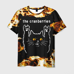 Мужская футболка 3D The Cranberries рок кот и огонь